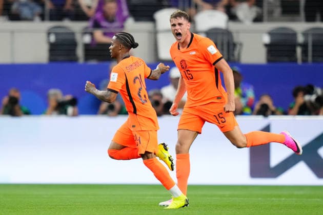 June 14, 2026, Dallas, Texas, United States: Crysencio Summerville of Netherlands celebrates a goal during the FIFA World Cup, WM, Weltmeisterschaft, Fussball 2026 Group F match between Netherlands and Japan at Dallas Stadium on June 14, 2026 in Dallas, Texas. Dallas United States - ZUMAa181 20260614_zaa_a181_224 Copyright: xJosexBretonx