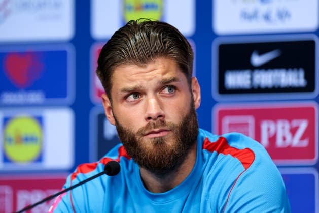 Croatia Training And press conference, PK, Pressekonferenz - FIFA World Cup, WM, Weltmeisterschaft, Fussball 2026 ALEXANDRIA, VIRGINIA - JUNE 14: Duje Caleta Car of Croatia speaks to the media during the press conference of Croatia national football team at training centre at Episcopal High School on June 14, 2026 in Alexandria, Virginia.  IgorxKralj PIXSELL