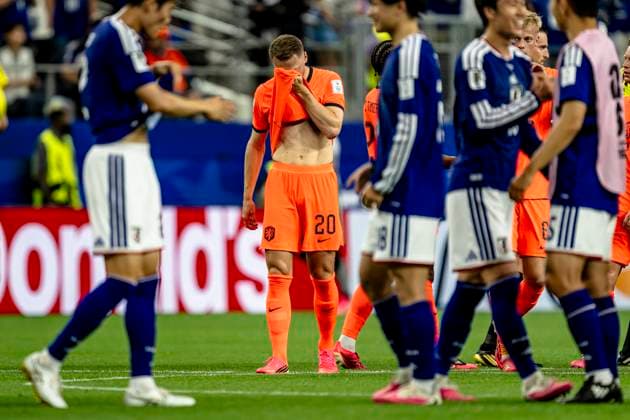 DALLAS - Teun Koopmeiners of the Netherlands is disappointed after the match during the Netherlands vs. Japan game at the 2026 World Cup in AT&T Stadium on June 14, 2026, in Dallas, United States. (Photo by Stefan Koops EYE4IMAGES DeFodi Images) -
