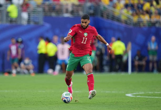 Ismael Saibari (Morocco) controls the ball during Brazil and Morocco, Group C FIFA World Cup, WM, Weltmeisterschaft, Fussball 2026, Met Life Stadium, New jersey, USA on June 13, 2026. Thor Wegner DeFodi Images. (Photo by DeFodi Images) - *** Ismael Saibari Morocco controls the ball during Brazil and Morocco, Group C FIFA World Cup 2026, Met Life Stadium, New jersey, USA on June 13, 2026 Thor Wegner DeFodi Images Photo by DeFodi Images