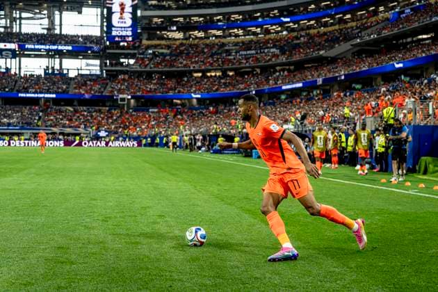 DALLAS - Cody Gakpo of the Netherlands during the Netherlands - Japan at the 2026 World Cup at AT&T Stadium on June 14, 2026 in Dallas United States. (Photo by Stefan Koops EYE4IMAGES DeFodi Images) -