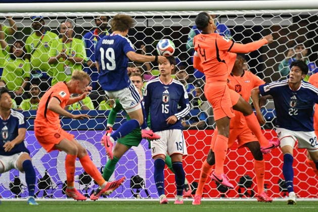 FIFA World Cup, WM, Weltmeisterschaft, Fussball 2026 - Netherlands vs Japan Koki Ogawa of Japan (C-L) scores the 2-2 goal during the FIFA World Cup 2026 group stage match Netherlands against Japan, in Dallas, Texas, USA, 14 June 2026. DALLAS TX United States  Copyright: xALBERTxPENAx