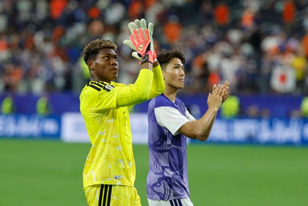 Zion Suzuki (L) of Japan reacts after a Group F match of the 2026 FIFA World Cup, WM, Weltmeisterschaft, Fussball between the Netherlands and Japan at AT&T Stadium in Arlington United States, 14 June 2026. FIFA World Cup 2026 - Group F - Netherlands vs Japan !ACHTUNG: NUR REDAKTIONELLE NUTZUNG!  Copyright: xSebastiánxMariscalx GR1014 20260614-55020597054_1