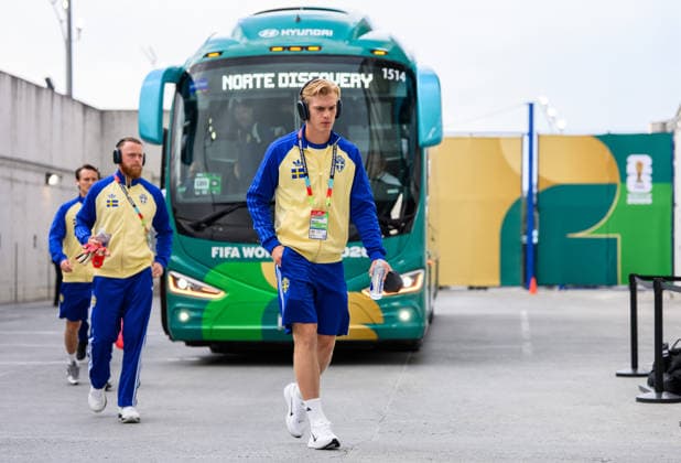 260614 Lucas Bergvall of Sweden arrives at Estadio Monterrey ahead of the FIFA World Cup, WM, Weltmeisterschaft, Fussball 2026 football match between Sweden and Tunisia on June 14, 2026 in Monterrey. Photo: Petter Arvidson BILDBYRAN kod PA PA1234 bbeng fotboll football soccer fotball vm fotbolls-vm fotball-vm fotbolls-vm 2026 fifa world cup 2026 sverige sweden sverige a tunisien tunisia