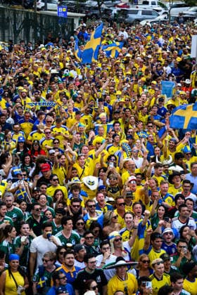260614 Fans of Sweden ahead of the FIFA World Cup, WM, Weltmeisterschaft, Fussball 2026 football match between Sweden and Tunisia on June 14, 2026 in Monterrey. Photo: Joel Marklund BILDBYRAN kod JM PA1234 bbeng fotboll football soccer fotball vm fotbolls-vm fotball-vm fotbolls-vm 2026 fifa world cup 2026 sverige sweden sverige a tunisien tunisia publik