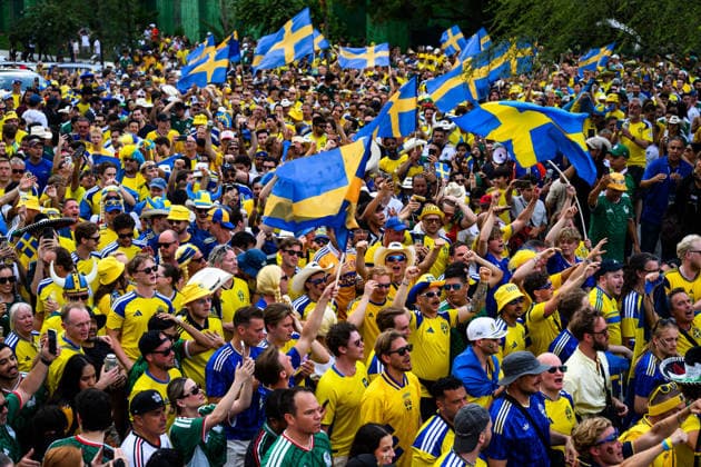 260614 Fans of Sweden ahead of the FIFA World Cup, WM, Weltmeisterschaft, Fussball 2026 football match between Sweden and Tunisia on June 14, 2026 in Monterrey. Photo: Joel Marklund BILDBYRAN kod JM PA1234 bbeng fotboll football soccer fotball vm fotbolls-vm fotball-vm fotbolls-vm 2026 fifa world cup 2026 sverige sweden sverige a tunisien tunisia publik *** 260614 Fans of Sweden ahead of the FIFA World Cup 2026 football match between Sweden and Tunisia on June 14, 2026 in Monterrey Photo Joel Marklund BILDBYRAN code JM PA1234 bbeng fotboll football soccer fotball vm fotbolls vm fotballs vm fotbolls vm 2026 fifa world cup 2026 sverige sweden sverige a tunisien tunisia publik  Copyright: JOELxMARKLUND BB260614JM061