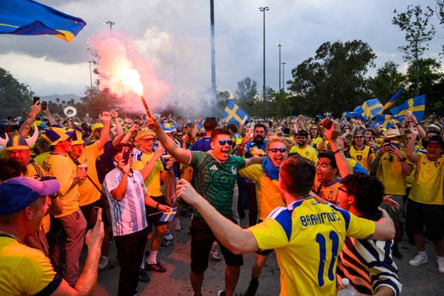 260614 Fans of Sweden ahead of the FIFA World Cup, WM, Weltmeisterschaft, Fussball 2026 football match between Sweden and Tunisia on June 14, 2026 in Monterrey. Photo: Joel Marklund BILDBYRAN kod JM PA1234 bbeng fotboll football soccer fotball vm fotbolls-vm fotball-vm fotbolls-vm 2026 fifa world cup 2026 sverige sweden sverige a tunisien tunisia publik