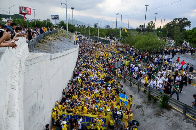 260614 Fans of Sweden ahead of the FIFA World Cup, WM, Weltmeisterschaft, Fussball 2026 football match between Sweden and Tunisia on June 14, 2026 in Monterrey. Photo: Joel Marklund BILDBYRAN kod JM PA1234 bbeng fotboll football soccer fotball vm fotbolls-vm fotball-vm fotbolls-vm 2026 fifa world cup 2026 sverige sweden sverige a tunisien tunisia publik