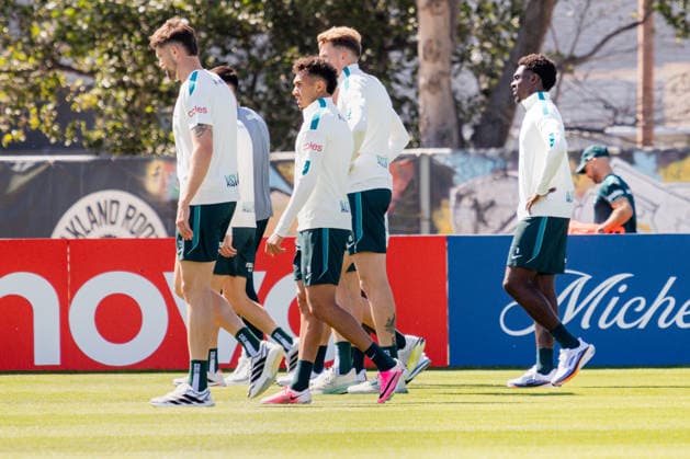 SOCCER AUSTRALIA TRAINING, Socceroos players seen during a training session at the Oakland Roots Sports Club in Alameda, California, United States, Sunday, June 14, 2026. ( NO ARCHIVING Alameda California United States  Copyright: xJasonxHenryx 20260615193018700032