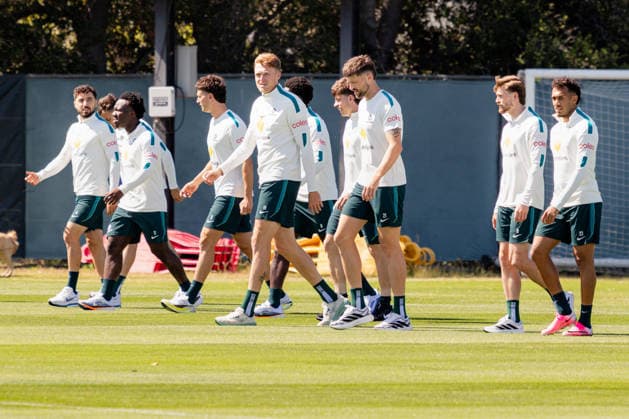 SOCCER AUSTRALIA TRAINING, Socceroos players seen during a training session at the Oakland Roots Sports Club in Alameda, California, United States, Sunday, June 14, 2026. ( NO ARCHIVING Alameda California United States  Copyright: xJasonxHenryx 20260615122452167020