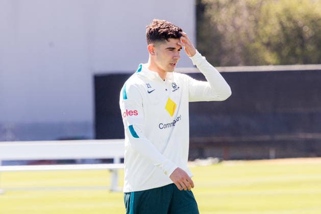 SOCCER AUSTRALIA TRAINING, Socceroos player Cristian Volpato seen during a training session at the Oakland Roots Sports Club in Alameda, California, United States, Sunday, June 14, 2026. ( NO ARCHIVING Alameda California United States  Copyright: xJasonxHenryx 20260615139573140037