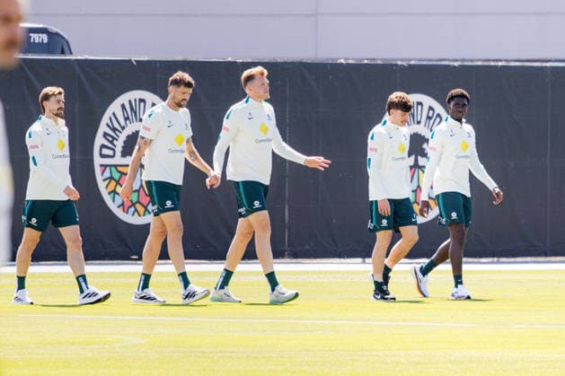 SOCCER AUSTRALIA TRAINING, Socceroos players seen during a training session at the Oakland Roots Sports Club in Alameda, California, United States, Sunday, June 14, 2026. ( NO ARCHIVING Alameda California United States  Copyright: xJasonxHenryx 20260615143394292400