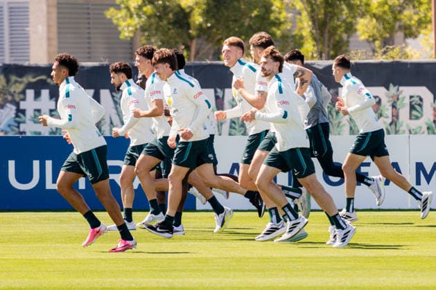 SOCCER AUSTRALIA TRAINING, Socceroos players seen during a training session at the Oakland Roots Sports Club in Alameda, California, United States, Sunday, June 14, 2026. ( NO ARCHIVING Alameda California United States  Copyright: xJasonxHenryx 20260615172277062155