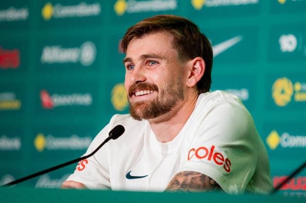 SOCCER AUSTRALIA TRAINING, Socceroos player Connor Metcalfe during a press conference, PK, Pressekonferenz at the Oakland Roots Sports Club in Alameda, California, United States, Sunday, June 14, 2026. ( NO ARCHIVING Alameda California United States  Copyright: xJasonxHenryx 20260615133303897383
