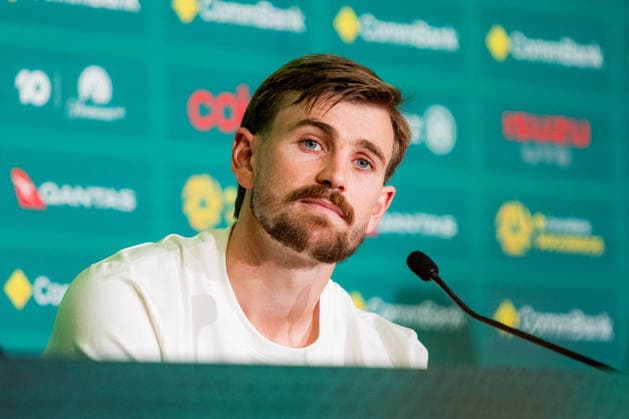 SOCCER AUSTRALIA TRAINING, Socceroos player Connor Metcalfe during a press conference, PK, Pressekonferenz at the Oakland Roots Sports Club in Alameda, California, United States, Sunday, June 14, 2026. ( NO ARCHIVING Alameda California United States  Copyright: xJasonxHenryx 20260615140606606205
