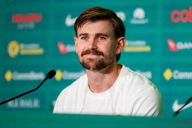 SOCCER AUSTRALIA TRAINING, Socceroos player Connor Metcalfe during a press conference, PK, Pressekonferenz at the Oakland Roots Sports Club in Alameda, California, United States, Sunday, June 14, 2026. ( NO ARCHIVING Alameda California United States  Copyright: xJasonxHenryx 20260615115433032580