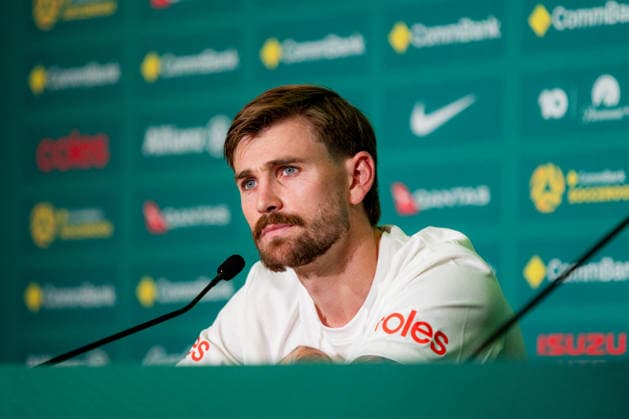 SOCCER AUSTRALIA TRAINING, Socceroos player Connor Metcalfe during a press conference, PK, Pressekonferenz at the Oakland Roots Sports Club in Alameda, California, United States, Sunday, June 14, 2026. ( NO ARCHIVING Alameda California United States  Copyright: xJasonxHenryx 20260615110776728219
