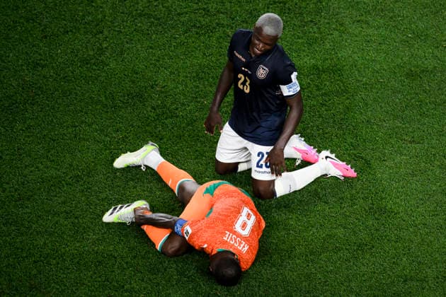 Cote d Ivoire v Ecuador - FIFA World Cup, WM, Weltmeisterschaft, Fussball 2026 Moises Caicedo of Ecuador and Franck Kessie of Cote d Ivoire react during the FIFA World Cup 2026 Group E football match between Cote d Ivoire and Ecuador. Philadelphia United States Copyright: xNicolòxCampox