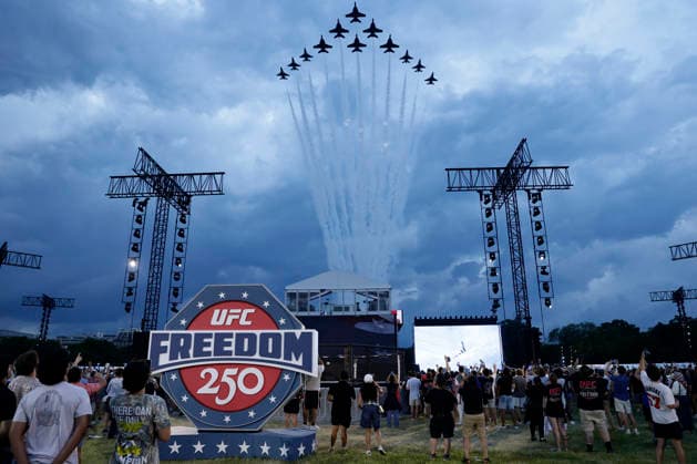 June 14, 2026, Washington, District Of Columbia, United States: The Ultimate Fighting ChampionshipÃ¢â‚¬â ¢s UFC Freedom 250 event on the White HouseÃ¢â‚¬â ¢s South Lawn kicks off with a flyover from military jets on June 14, 2026. Washington United States - ZUMAs346 20260614_zsp_s346_006 Copyright: xAlejandroxSalazarx