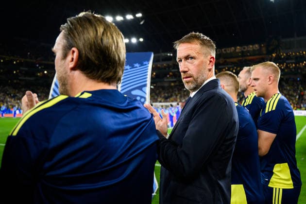 260614 Head coach Graham Potter of Sweden during the FIFA World Cup, WM, Weltmeisterschaft, Fussball 2026 football match between Sweden and Tunisia on June 14, 2026 in Monterrey. Photo: Joel Marklund BILDBYRAN kod JM PA1234 bbeng fotboll football soccer fotball vm fotbolls-vm fotball-vm fotbolls-vm 2026 fifa world cup 2026 sverige sweden sverige a tunisien tunisia