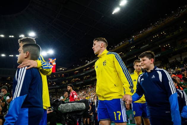 260614 Yasin Ayari, Viktor Gyökeres and Benjamin Nygren of Sweden ahead of the FIFA World Cup, WM, Weltmeisterschaft, Fussball 2026 football match between Sweden and Tunisia on June 14, 2026 in Monterrey. Photo: Joel Marklund BILDBYRAN kod JM PA1234 bbeng fotboll football soccer fotball vm fotbolls-vm fotball-vm fotbolls-vm 2026 fifa world cup 2026 sverige sweden sverige a tunisien tunisia
