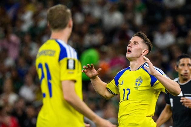 260614 Viktor Gyökeres of Sweden reacts during the FIFA World Cup, WM, Weltmeisterschaft, Fussball 2026 football match between Sweden and Tunisia on June 14, 2026 in Monterrey. Photo: Joel Marklund BILDBYRAN kod JM PA1234 bbeng fotboll football soccer fotball vm fotbolls-vm fotball-vm fotbolls-vm 2026 fifa world cup 2026 sverige sweden sverige a tunisien tunisia depp