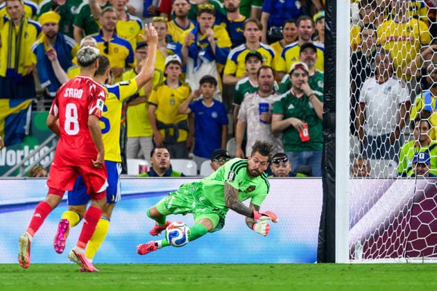 260614 goalkeeper Kristoffer Nordfeldt of Sweden during the FIFA World Cup, WM, Weltmeisterschaft, Fussball 2026 football match between Sweden and Tunisia on June 14, 2026 in Monterrey. Photo: Petter Arvidson BILDBYRAN kod PA PA1234 bbeng fotboll football soccer fotball vm fotbolls-vm fotball-vm fotbolls-vm 2026 fifa world cup 2026 sverige sweden sverige a tunisien tunisia bbauto