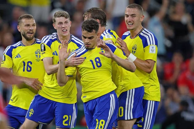 June 14, 2026, Monterrey, Mexico: Yasin Ayari of Sweden celebrates after scoring the first goal of his team with Viktor Gyokeres and Alexander Bernhardsson during the match between Sweden and Tunisia for the 1st round of the group F of the FIFA World Cup, WM, Weltmeisterschaft, Fussball 2026 at Monterrey Stadium on June 14, 2026 in Monterrey, Mexico. Photo: DiaEsportivo FIFA World Cup 2026, Sweden Vs Tunisia, Monterrey, Mexico  - ZUMAh208 20260614_zsp_h208_012 Copyright: xHeulerxAndreyx