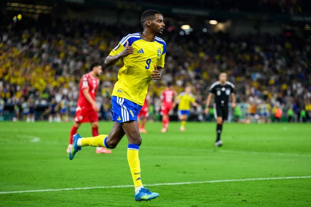 260614 Alexander Isak of Sweden celebrates after scoring 2-0 during the FIFA World Cup, WM, Weltmeisterschaft, Fussball 2026 football match between Sweden and Tunisia on June 14, 2026 in Monterrey. Photo: Petter Arvidson BILDBYRAN kod PA PA1234 bbeng fotboll football soccer fotball vm fotbolls-vm fotball-vm fotbolls-vm 2026 fifa world cup 2026 sverige sweden sverige a tunisien tunisia bbauto jubel
