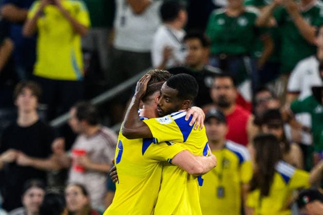 260614 Viktor Gyökeres and Alexander Isak of Sweden celebrate after 2-0 during the FIFA World Cup, WM, Weltmeisterschaft, Fussball 2026 football match between Sweden and Tunisia on June 14, 2026 in Monterrey. Photo: Joel Marklund BILDBYRAN kod JM PA1234 bbeng fotboll football soccer fotball vm fotbolls-vm fotball-vm fotbolls-vm 2026 fifa world cup 2026 sverige sweden sverige a tunisien tunisia jubel