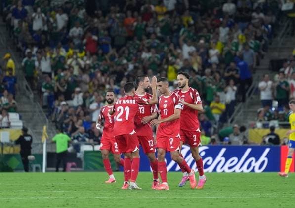 Sweden v Tunisia - FIFA World Cup, WM, Weltmeisterschaft, Fussball 2026 - Group F MONTERREY, MEXICO - JUNE 14: Players of Tunisia celebrate after Rekik s goal during the 2026 FIFA World Cup First Stage Group F match between Sweden and Tunisia at Estadio BBVA (Monterrey Stadium) in Monterrey, Mexico on June 14, 2026. Juancho Torres Anadolu Monterrey Mexico. Editorial use only. Please get in touch for any other usage.  Copyright: x2026xAnadoluxJuanchoxTorresx