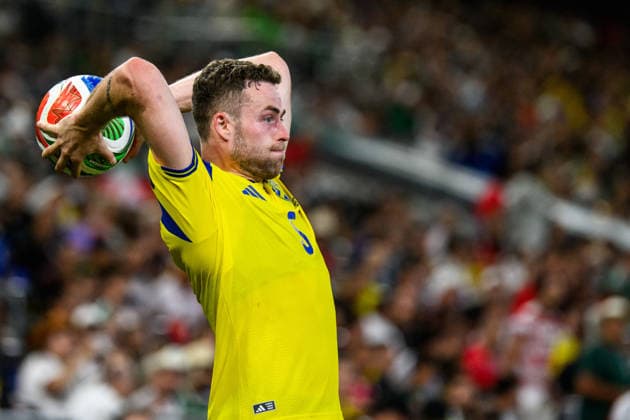 260614 Gabriel Gudmundsson of Sweden during the FIFA World Cup, WM, Weltmeisterschaft, Fussball 2026 football match between Sweden and Tunisia on June 14, 2026 in Monterrey. Photo: Joel Marklund BILDBYRAN kod JM PA1234 bbeng fotboll football soccer fotball vm fotbolls-vm fotball-vm fotbolls-vm 2026 fifa world cup 2026 sverige sweden sverige a tunisien tunisia