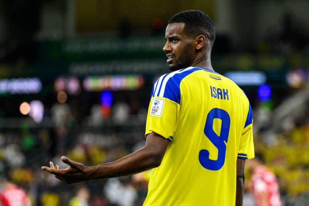 260614 Alexander Isak of Sweden reactes during the FIFA World Cup, WM, Weltmeisterschaft, Fussball 2026 football match between Sweden and Tunisia on June 14, 2026 in Monterrey. Photo: Joel Marklund BILDBYRAN kod JM PA1234 bbeng fotboll football soccer fotball vm fotbolls-vm fotball-vm fotbolls-vm 2026 fifa world cup 2026 sverige sweden sverige a tunisien tunisia depp