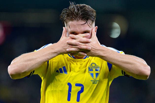 Viktor Gyokeres seen celebrating after scoring goal during FIFA World Cup, WM, Weltmeisterschaft, Fussball 2026 game between national teams of Sweden and Tunisia (Alejandro Espino Ball Raw Images) Monterrey Monterrey Stadium Mexico Copyright: xAlejandroxEspinox alejandroespino_sweden_tunisia_2526_4-2