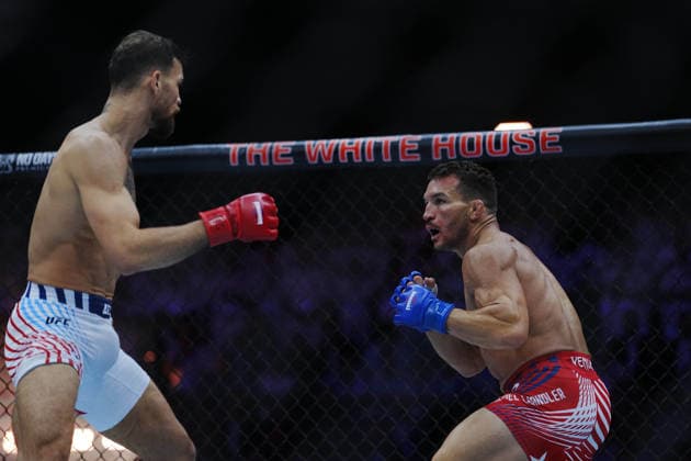 UFC Freedom 250 WASHINGTON, DC - June 14, 2026 : Mauricio Ruffy and Michael Chandler meet in the octagon for a 3-round bout at UFC Freedom 250 at The White House South Lawn on June 14, 2026 in Las Vegas, NV. (Photo by Louis Grasse PXImages) WASHINGTON, DC The White House South Lawn DC USA Copyright: xLouisxGrassex
