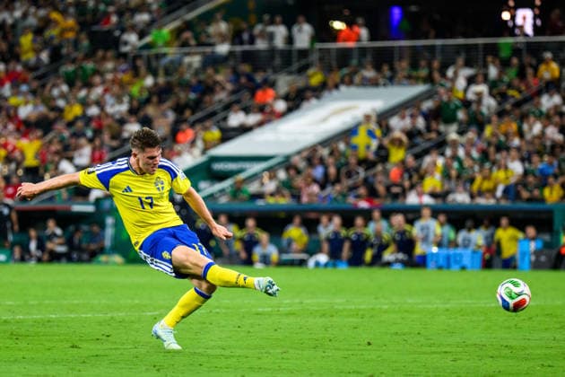 260614 Viktor Gyökeres of Sweden scores 3-1 during the FIFA World Cup, WM, Weltmeisterschaft, Fussball 2026 football match between Sweden and Tunisia on June 14, 2026 in Monterrey. Photo: Joel Marklund BILDBYRAN kod JM PA1234 bbeng fotboll football soccer fotball vm fotbolls-vm fotball-vm fotbolls-vm 2026 fifa world cup 2026 sverige sweden sverige a tunisien tunisia