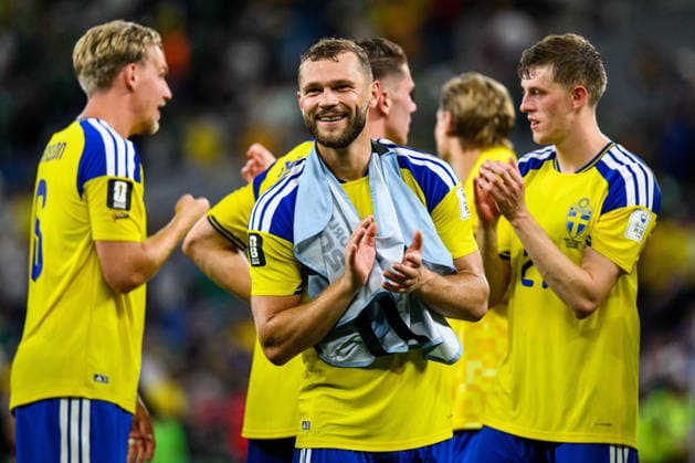 260614 Jesper Karlström of Sweden celebrates after the FIFA World Cup, WM, Weltmeisterschaft, Fussball 2026 football match between Sweden and Tunisia on June 14, 2026 in Monterrey. Photo: Joel Marklund BILDBYRAN kod JM PA1234 bbeng fotboll football soccer fotball vm fotbolls-vm fotball-vm fotbolls-vm 2026 fifa world cup 2026 sverige sweden sverige a tunisien tunisia jubel