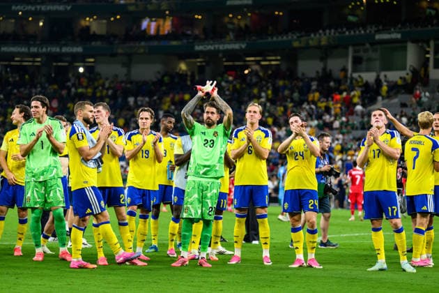260614 goalkeeper Kristoffer Nordfeldt of Sweden celebrates after the FIFA World Cup, WM, Weltmeisterschaft, Fussball 2026 football match between Sweden and Tunisia on June 14, 2026 in Monterrey. Photo: Joel Marklund BILDBYRAN kod JM PA1234 bbeng fotboll football soccer fotball vm fotbolls-vm fotball-vm fotbolls-vm 2026 fifa world cup 2026 sverige sweden sverige a tunisien tunisia jubel