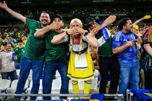 260614 Fans of Sweden celebrate after the FIFA World Cup, WM, Weltmeisterschaft, Fussball 2026 football match between Sweden and Tunisia on June 14, 2026 in Monterrey. Photo: Petter Arvidson BILDBYRAN kod PA PA1234 bbeng fotboll football soccer fotball vm fotbolls-vm fotball-vm fotbolls-vm 2026 fifa world cup 2026 sverige sweden sverige a tunisien tunisia jubel publik *** 260614 Fans of Sweden celebrate after the FIFA World Cup 2026 football match between Sweden and Tunisia on June 14, 2026 in Monterrey Photo Petter Arvidson BILDBYRAN code PA PA1234 bbeng fotboll football soccer fotball vm fotbolls vm fotball vm fotbolls vm 2026 fifa world cup 2026 sverige sweden sverige a tunisien tunisia jubel publik  Copyright: PETTERxARVIDSON BB260614PA265