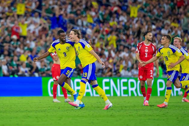 FIFA World Cup, WM, Weltmeisterschaft, Fussball 2026 SWEDEN VS TUNISIA FIFA WORLD CUP 2026 SWEDEN VS TUNISIA 14062026 MONTERREY, NUEVO LEON. Action photo of Mattias Svanberg (19) of Sweden celebrating a goal, during Round 1 Group F game of the FIFA World Cup 2026, held at the Estado Monterrey of Monterrey, Nuevo Leon. Foto de accion de Mattias Svanberg (19) de Suecia celebrando un gol, durante juego de Ronda 1 del Grupo F de la Copa del Mundo 2026 de la FIFA, celebrado en el Estadio Monterrey de Monterrey, Nuevo Leon. PHOTO BY IMAGENSHOP AGENCIA FOTOGRAFICA MONTERREY NUEVO LEON MEXICO
