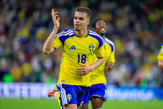 FIFA World Cup, WM, Weltmeisterschaft, Fussball 2026 SWEDEN VS TUNISIA FIFA WORLD CUP 2026 SWEDEN VS TUNISIA 14062026 MONTERREY, NUEVO LEON. Action photo of Yasin Ayari (18) of Sweden celebrating a goal, during Round 1 Group F game of the FIFA World Cup 2026, held at the Estado Monterrey of Monterrey, Nuevo Leon. Foto de accion de Yasin Ayari (18) de Suecia celebrando un gol, durante juego de Ronda 1 del Grupo F de la Copa del Mundo 2026 de la FIFA, celebrado en el Estadio Monterrey de Monterrey, Nuevo Leon. PHOTO BY IMAGENSHOP AGENCIA FOTOGRAFICA MONTERREY NUEVO LEON MEXICO