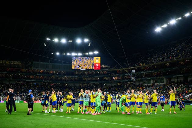260614 Players of Sweden after the FIFA World Cup, WM, Weltmeisterschaft, Fussball 2026 football match between Sweden and Tunisia on June 14, 2026 in Monterrey. Photo: Joel Marklund BILDBYRAN kod JM PA1234 bbeng fotboll football soccer fotball vm fotbolls-vm fotball-vm fotbolls-vm 2026 fifa world cup 2026 sverige sweden sverige a tunisien tunisia jubel