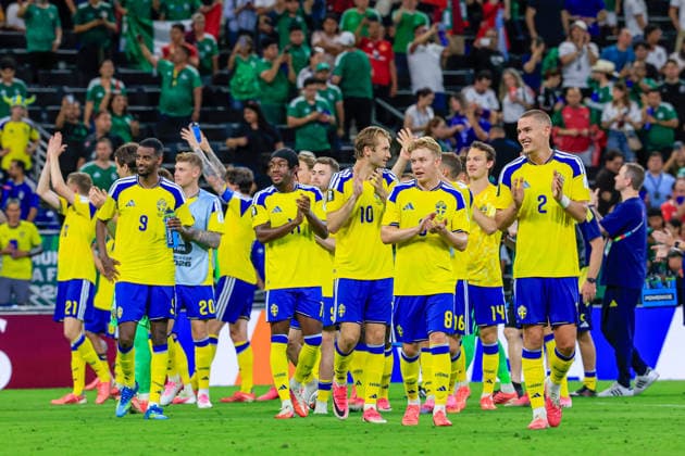 FIFA World Cup, WM, Weltmeisterschaft, Fussball 2026 SWEDEN VS TUNISIA FIFA WORLD CUP 2026 SWEDEN VS TUNISIA 14062026 MONTERREY, NUEVO LEON. Action photo of players of Sweden celebrating the victory of Tunisia, during Round 1 Group F game of the FIFA World Cup 2026, held at the Estado Monterrey of Monterrey, Nuevo Leon. Foto de accion de jugadores de Suecia celebrando el triunfo sobre Tunez, durante juego de Ronda 1 del Grupo F de la Copa del Mundo 2026 de la FIFA, celebrado en el Estadio Monterrey de Monterrey, Nuevo Leon. PHOTO BY IMAGENSHOP AGENCIA FOTOGRAFICA MONTERREY NUEVO LEON MEXICO