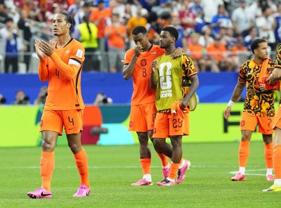 Football: 2026 World Cup Netherlands players are pictured following a 2-2 draw in their World Cup Group F football match against Japan at Dallas Stadium in Arlington, Texas, on June 14, 2026.  A14AA0005618825P