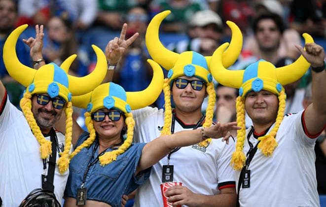 (260615) -- MONTERREY, June 15, 2026 -- Fans of Sweden are seen before the group F match between Sweden and Tunisia at the 2026 FIFA World Cup, WM, Weltmeisterschaft, Fussball at Estadio Monterrey in Monterrey, Mexico, on June 14, 2026. ) (SP)MEXICO-MONTERREY-FOOTBALL-FIFA WORLD CUP-GROUP F-SWE VS TUN LixMuzi 