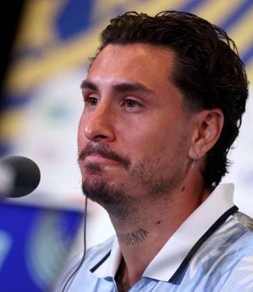 (260615) -- MIAMI, June 15, 2026 -- Jose Maria Gemenez of Uruguay attends a press conference, PK, Pressekonferenz ahead of Group H match between Saudi Arabia and Uruguay at the FIFA World Cup, WM, Weltmeisterschaft, Fussball 2026 at Miami Stadium, Miami, the United States, June 14, 2026. ) (SP)U.S.-MIAMI-FOOTBALL-FIFA WORLD CUP-PRESS CONFERENCE-URUGUAY ZhangxChen 