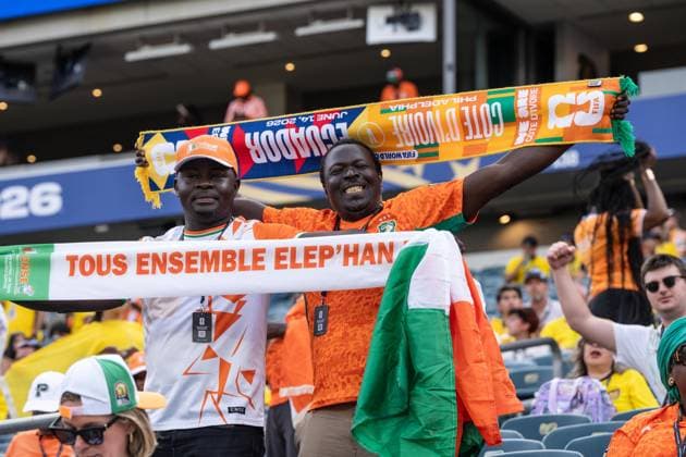 June 14, 2026, Bronx, New York, USA: Fans of Cote d Ivoare team attend group stage game between Ecuador and Cote d Ivoire during FIFA World Cup, WM, Weltmeisterschaft, Fussball 2026 at Philadelphia stadium in Philadelphia, PA, USA on June 13, 2026, Coâ ¢te d Ivoire won 1 - 0. Bronx USA - ZUMAr339 20260614_znp_r339_009 Copyright: xLevxRadinx