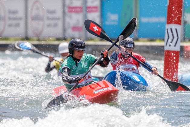 Head bei ICF CANOE SLALOM WORLD CUP, Kanusport, Frauen, Kayak Cross, 2026, am 14.06.2026 in Augsburg, Eiskanal. Bayern Deutschland