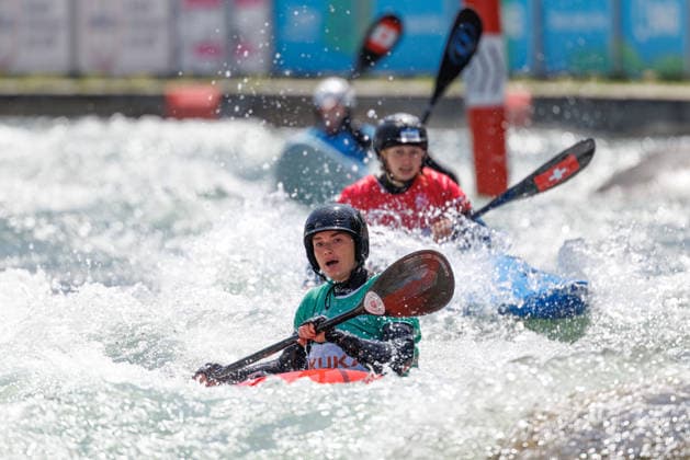 Head bei ICF CANOE SLALOM WORLD CUP, Kanusport, Frauen, Kayak Cross, 2026, am 14.06.2026 in Augsburg, Eiskanal. Bayern Deutschland