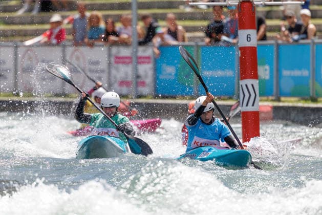Head bei ICF CANOE SLALOM WORLD CUP, Kanusport, Frauen, Kayak Cross, 2026, am 14.06.2026 in Augsburg, Eiskanal. Bayern Deutschland